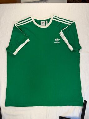 Adidas Originals Green Trefoil Tee XXL Stripe Sleeve Classic Oversized